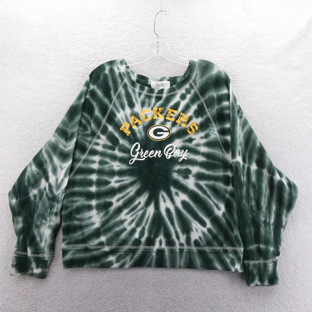 Touch Stadium Shirt Womens XL Packers Green Tie Dye Waffle Knit Thermal New